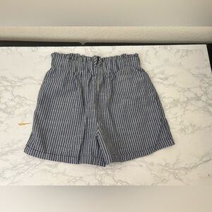 Shein Women's M Light Blue Striped High Waisted Pull On Shorts Stretch